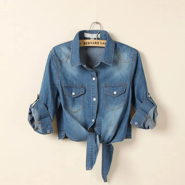 Chemise en denim nouée | Style casual chic