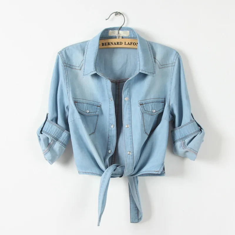 Chemise en denim nouée | Style casual chic