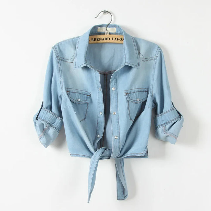 Chemise en denim nouée | Style casual chic