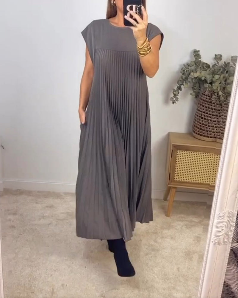 Robe plissée longue sans manches | Élégance fluide
