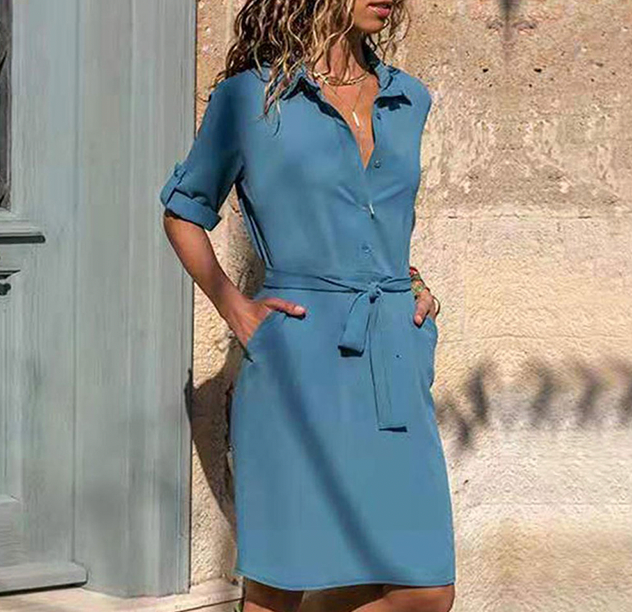 Robe chemise ceinturée | Élégance décontractée