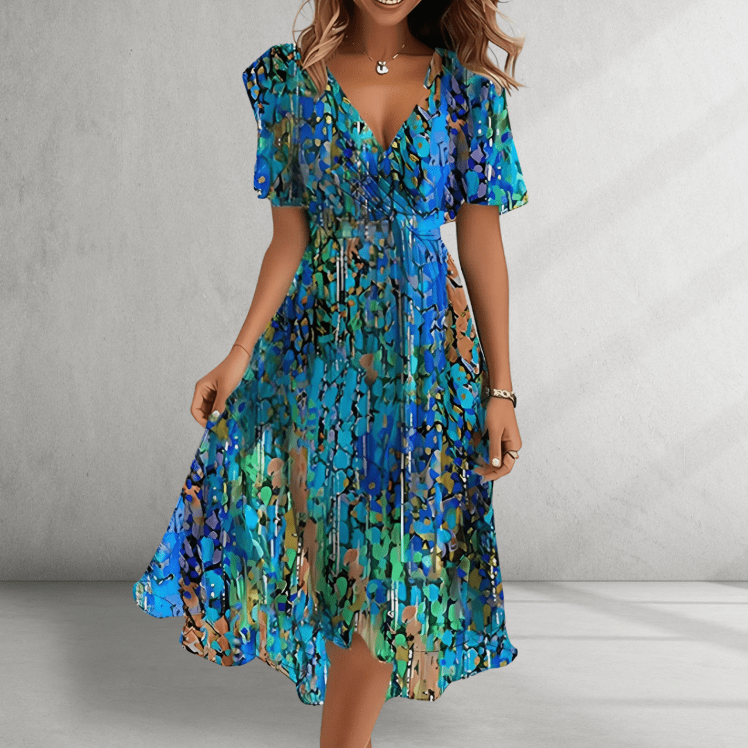 Robe midi fluide imprimée | Fraîcheur estivale