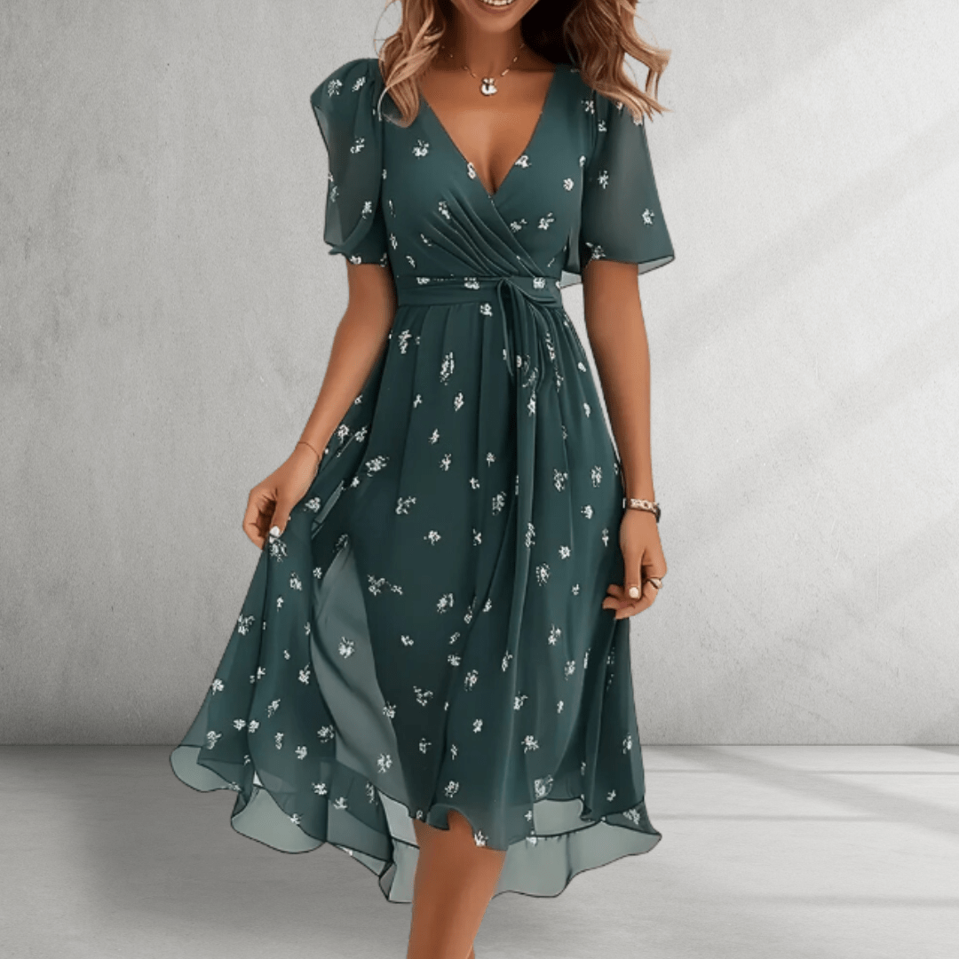Robe midi fluide imprimée | Fraîcheur estivale