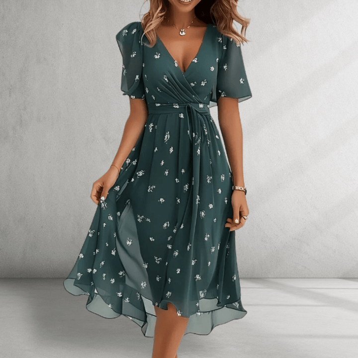 Robe midi fluide imprimée | Fraîcheur estivale