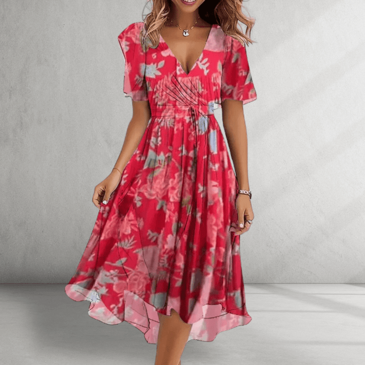 Robe midi fluide imprimée | Fraîcheur estivale