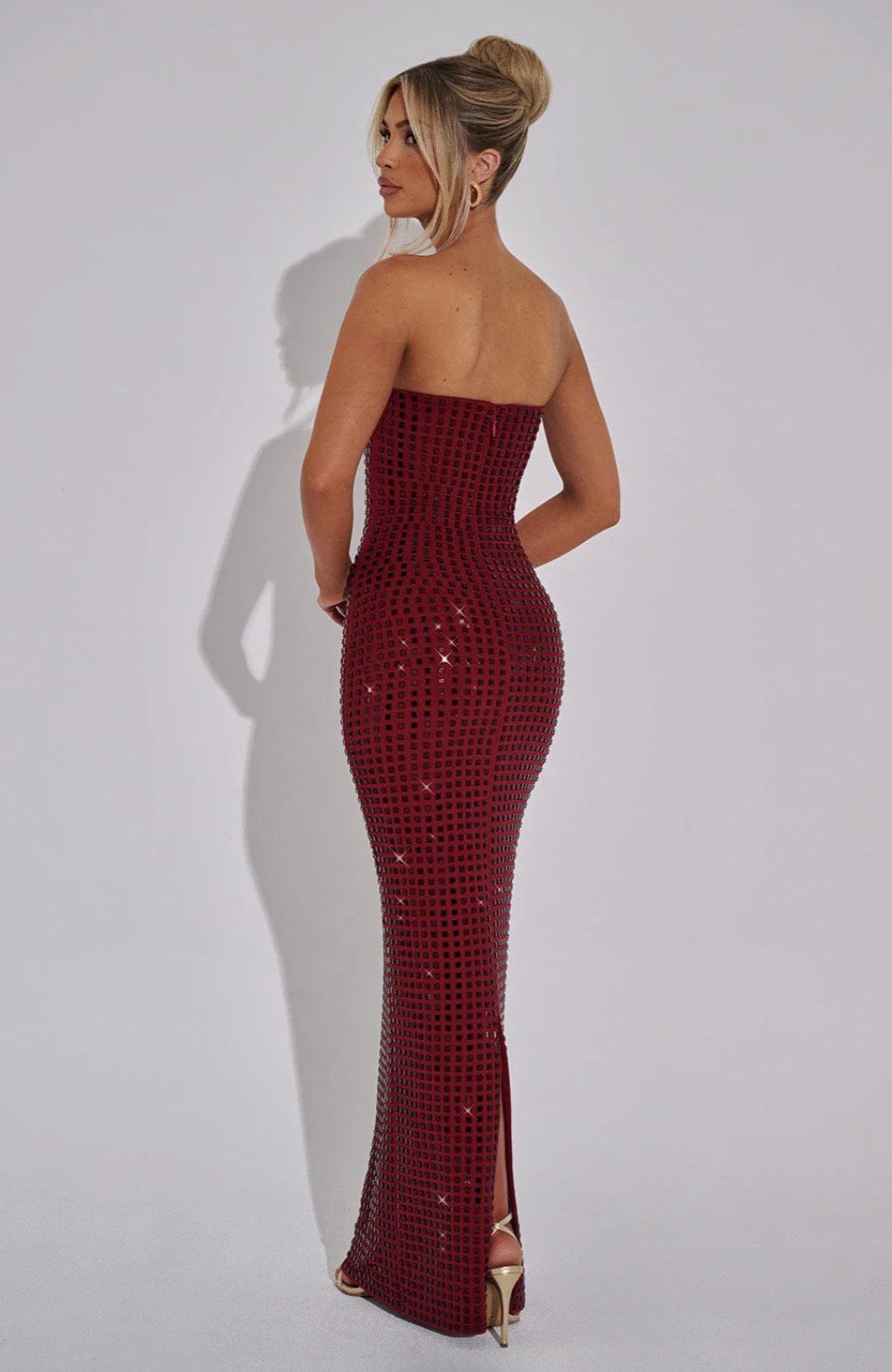 Robe longue sans bretelles | Soirée scintillante