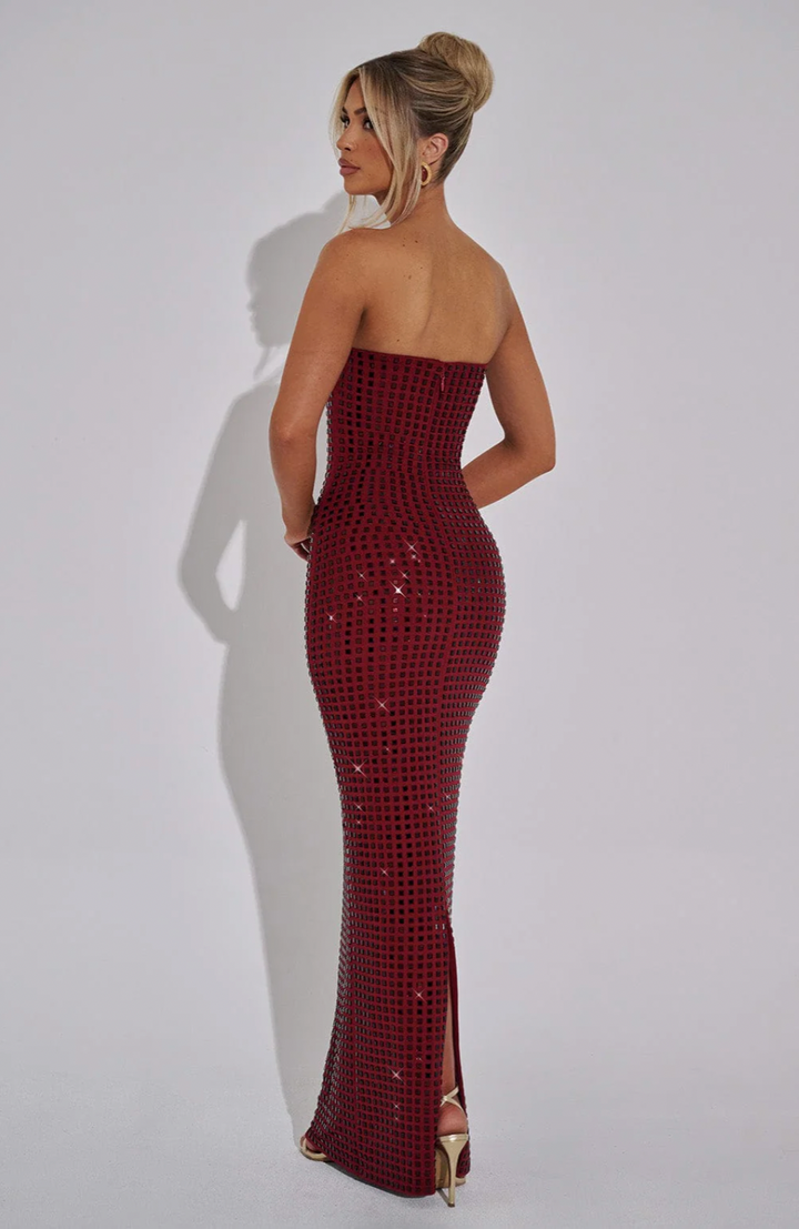 Robe longue sans bretelles | Soirée scintillante