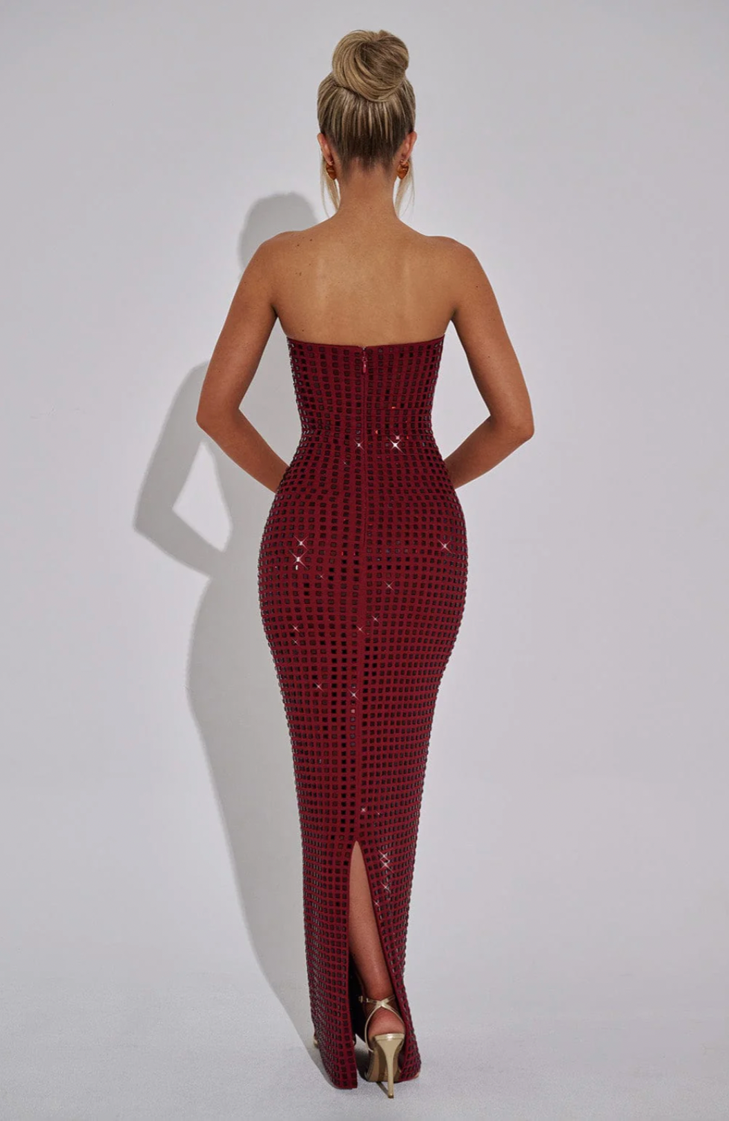 Robe longue sans bretelles | Soirée scintillante