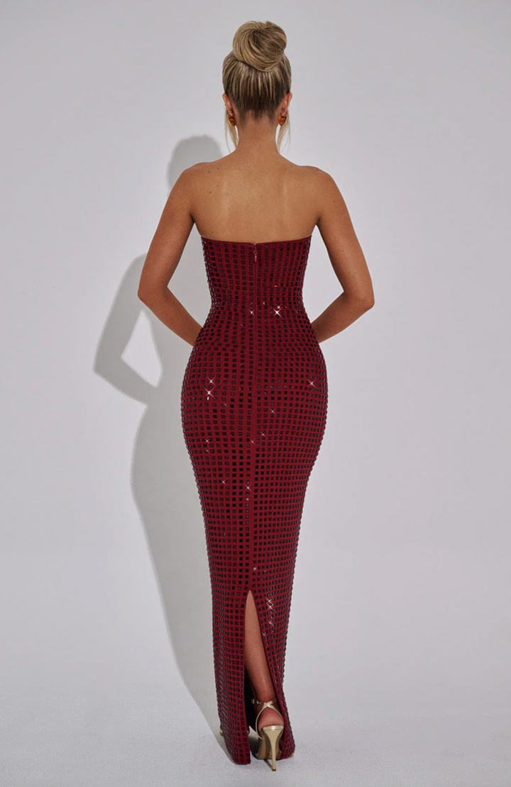 Robe longue sans bretelles | Soirée scintillante