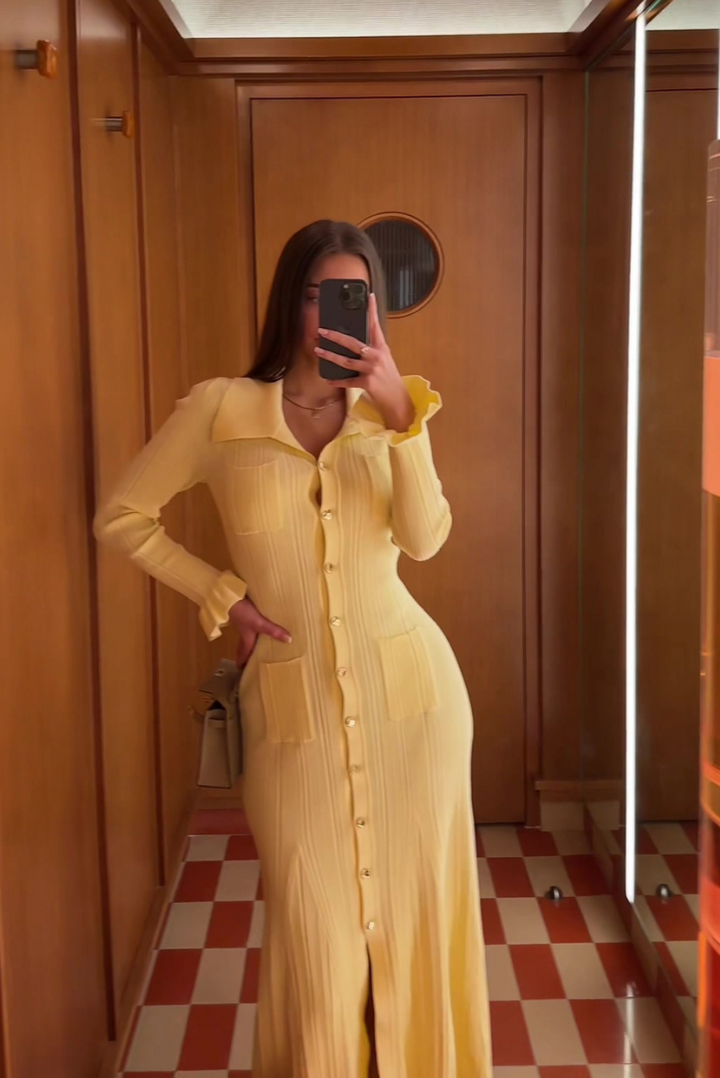 Robe midi boutonnée | Élégance intemporelle