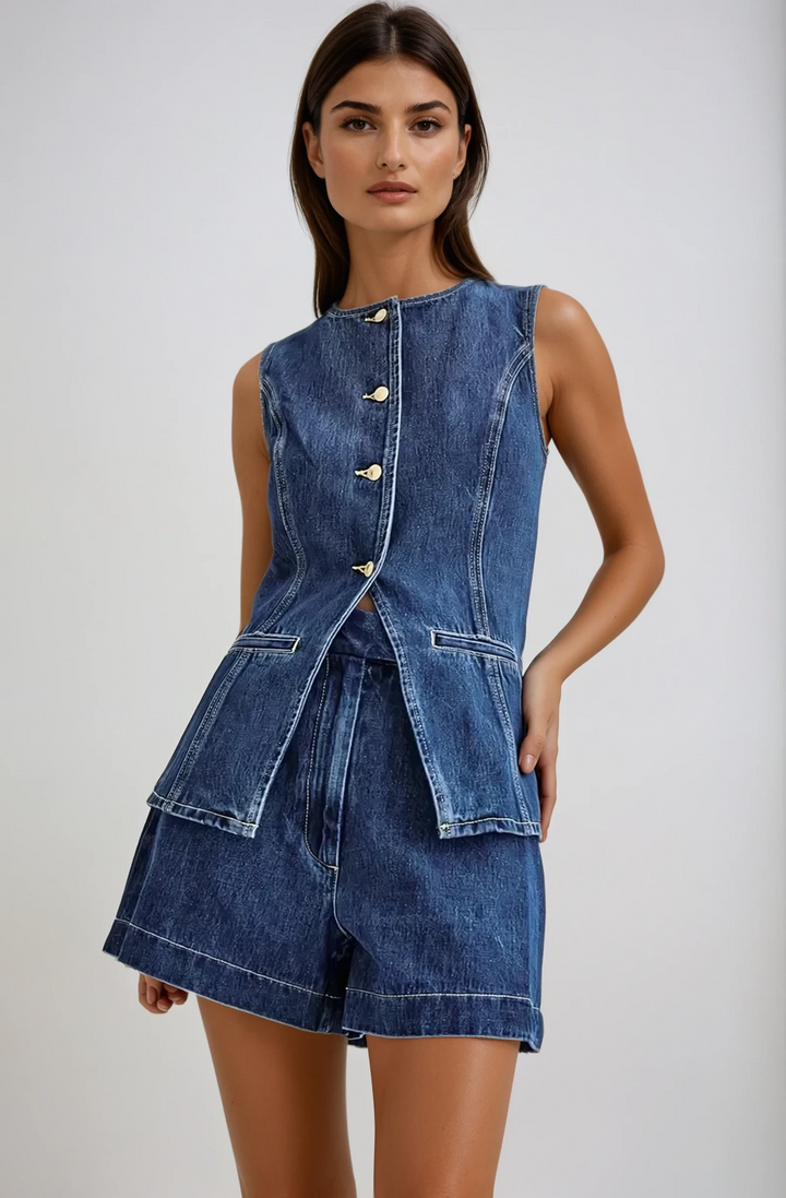Ensemble sans manches en denim | Style estival moderne
