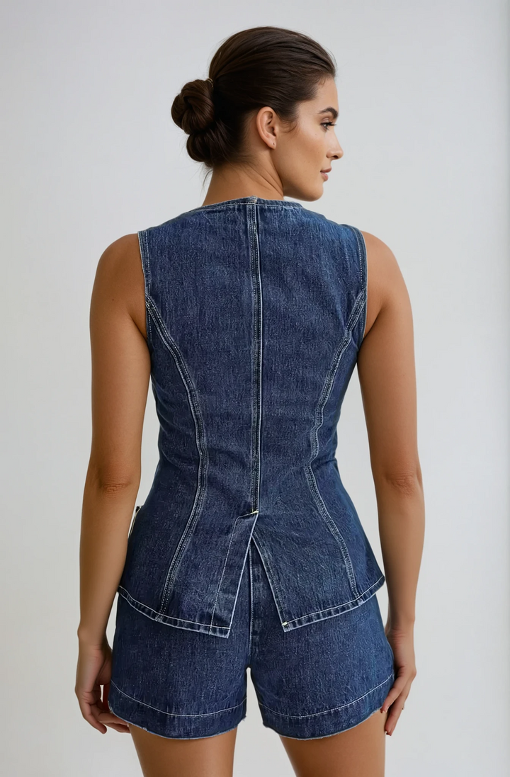 Ensemble sans manches en denim | Style estival moderne