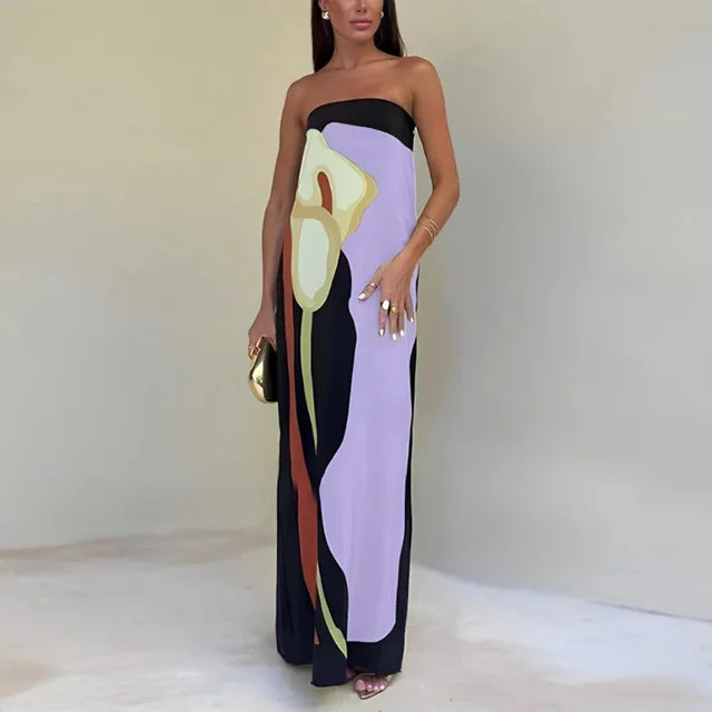 Robe longue sans bretelles | Élégance estivale moderne