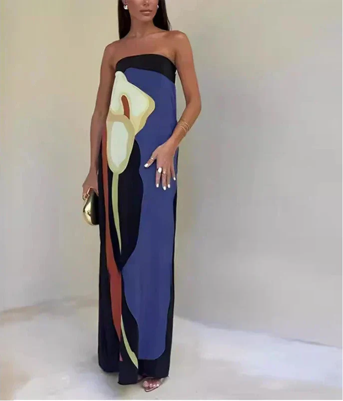 Robe longue sans bretelles | Élégance estivale moderne