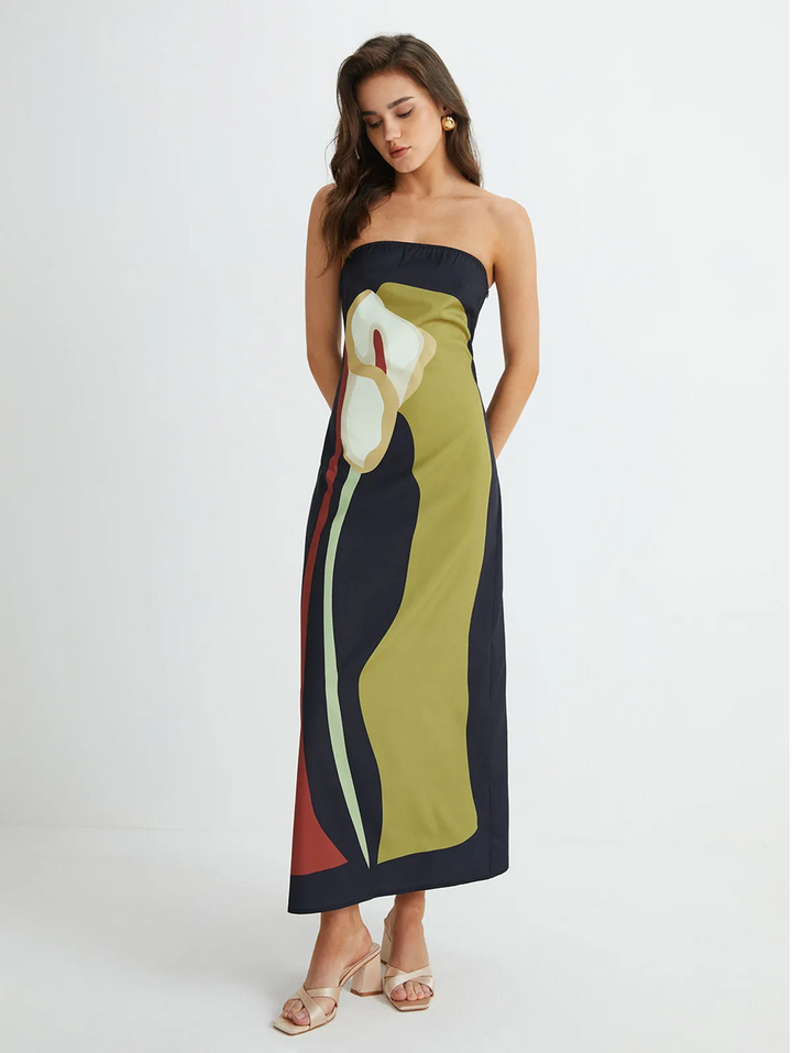 Robe longue sans bretelles | Élégance estivale moderne