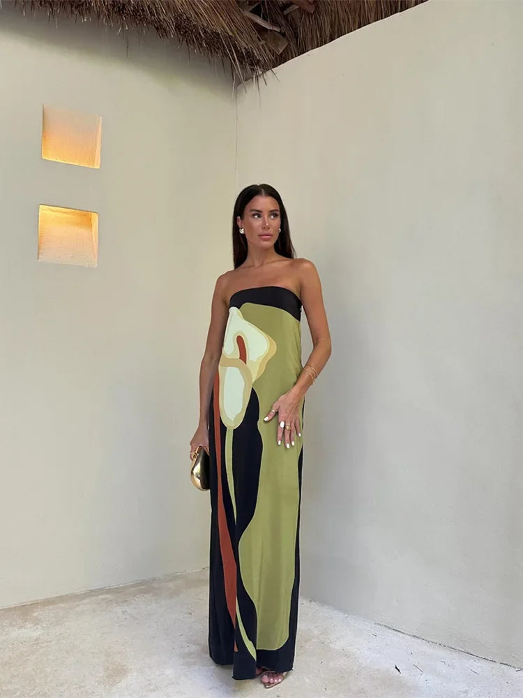 Robe longue sans bretelles | Élégance estivale moderne