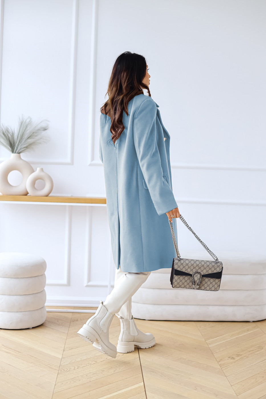 Manteau long à double rangée de boutons | Élégance hivernale