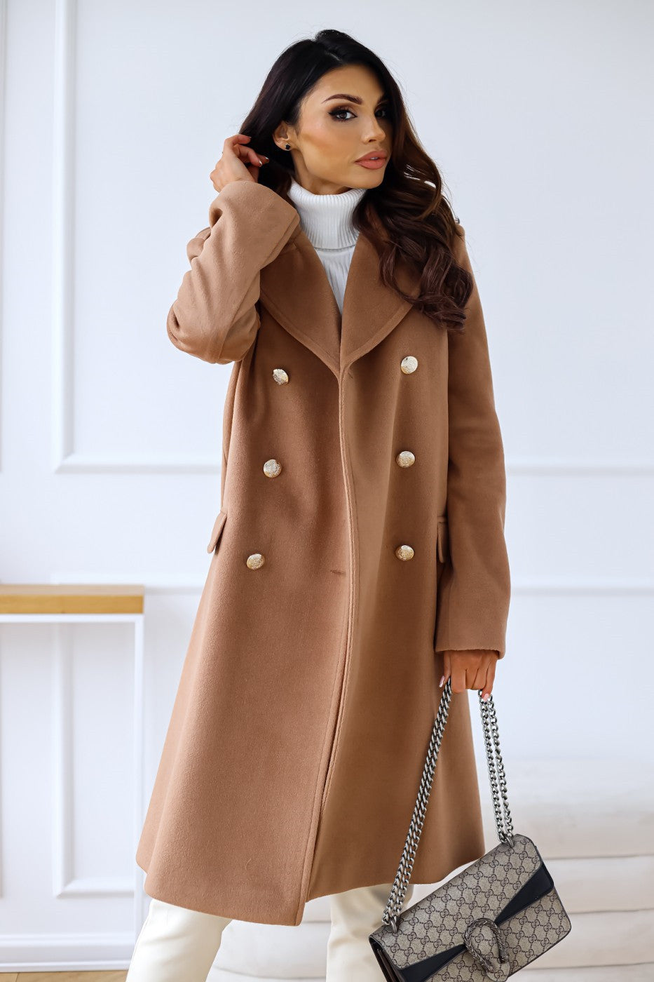 Manteau long à double rangée de boutons | Élégance hivernale