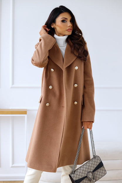 Manteau long à double rangée de boutons | Élégance hivernale