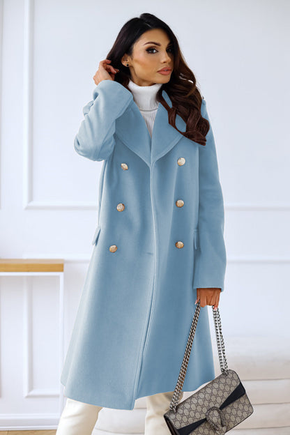 Manteau long à double rangée de boutons | Élégance hivernale