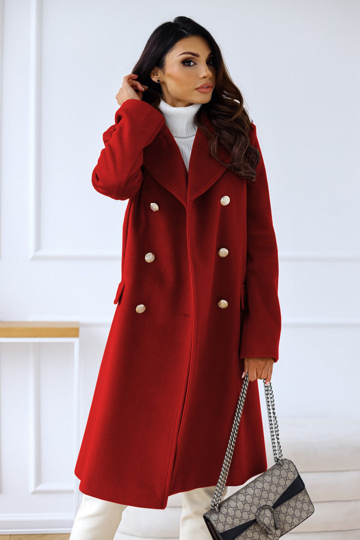 Manteau long à double rangée de boutons | Élégance hivernale
