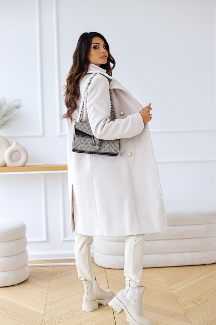 Manteau long à double rangée de boutons | Élégance hivernale