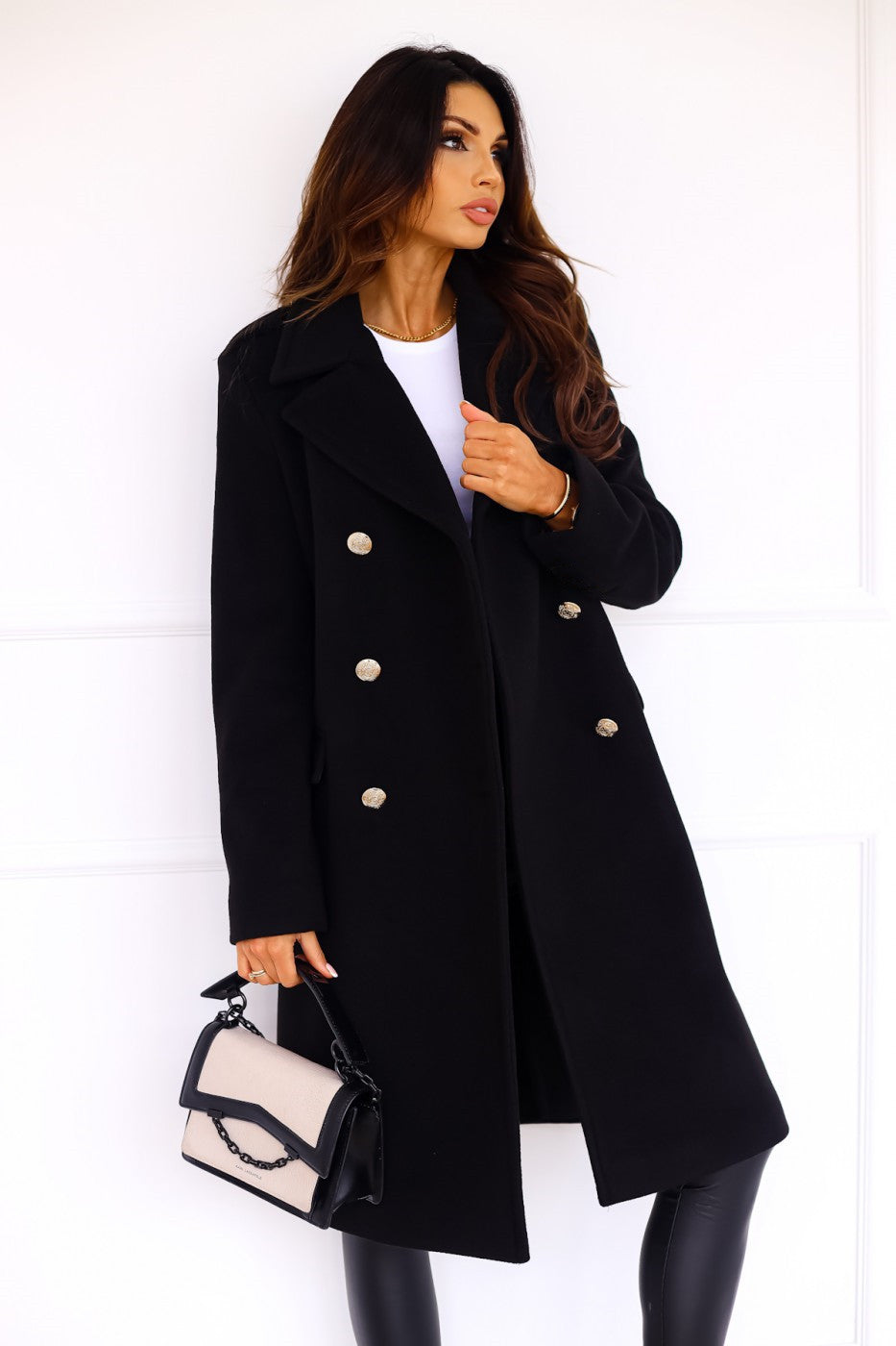 Manteau long à double rangée de boutons | Élégance hivernale
