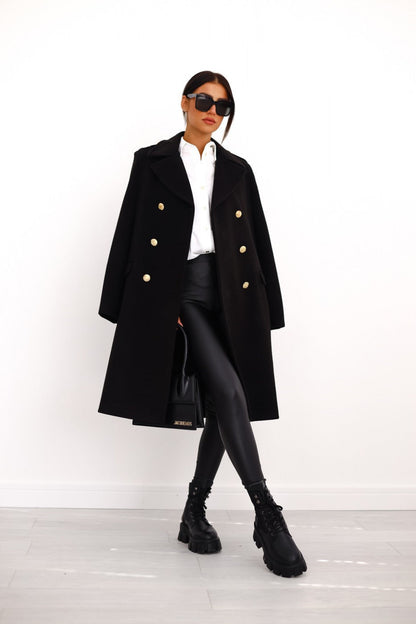 Manteau long à double rangée de boutons | Élégance hivernale