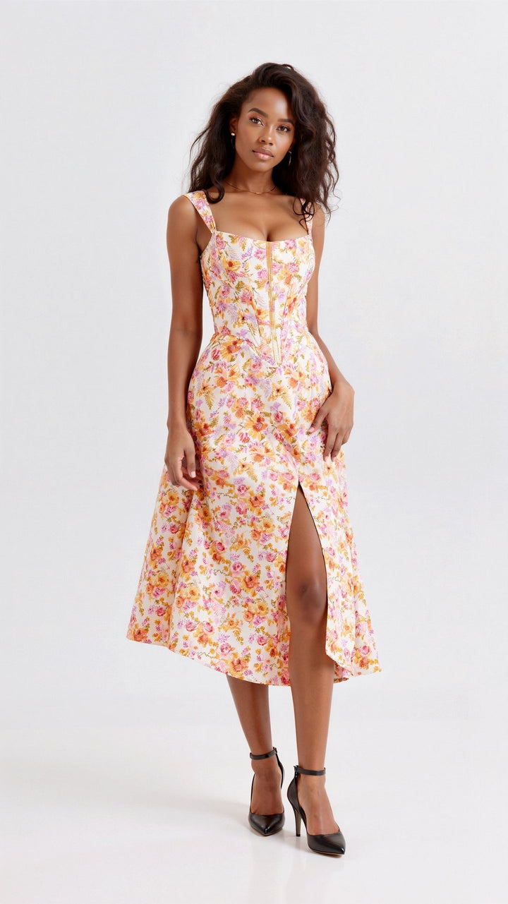 Robe midi fleurie | Élégance estivale
