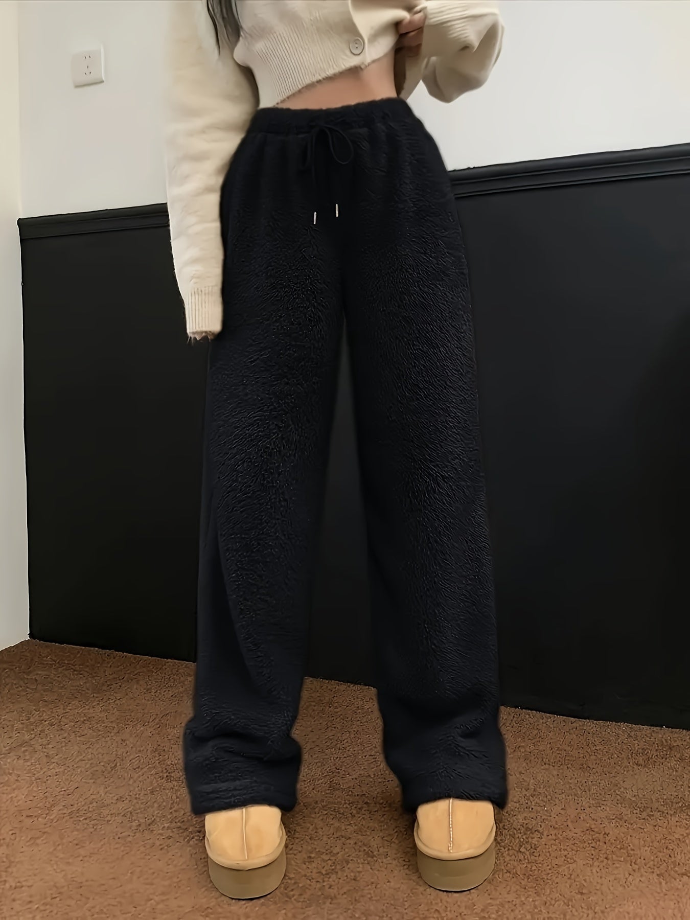 Pantalon ample effet peluche | Confort cocooning