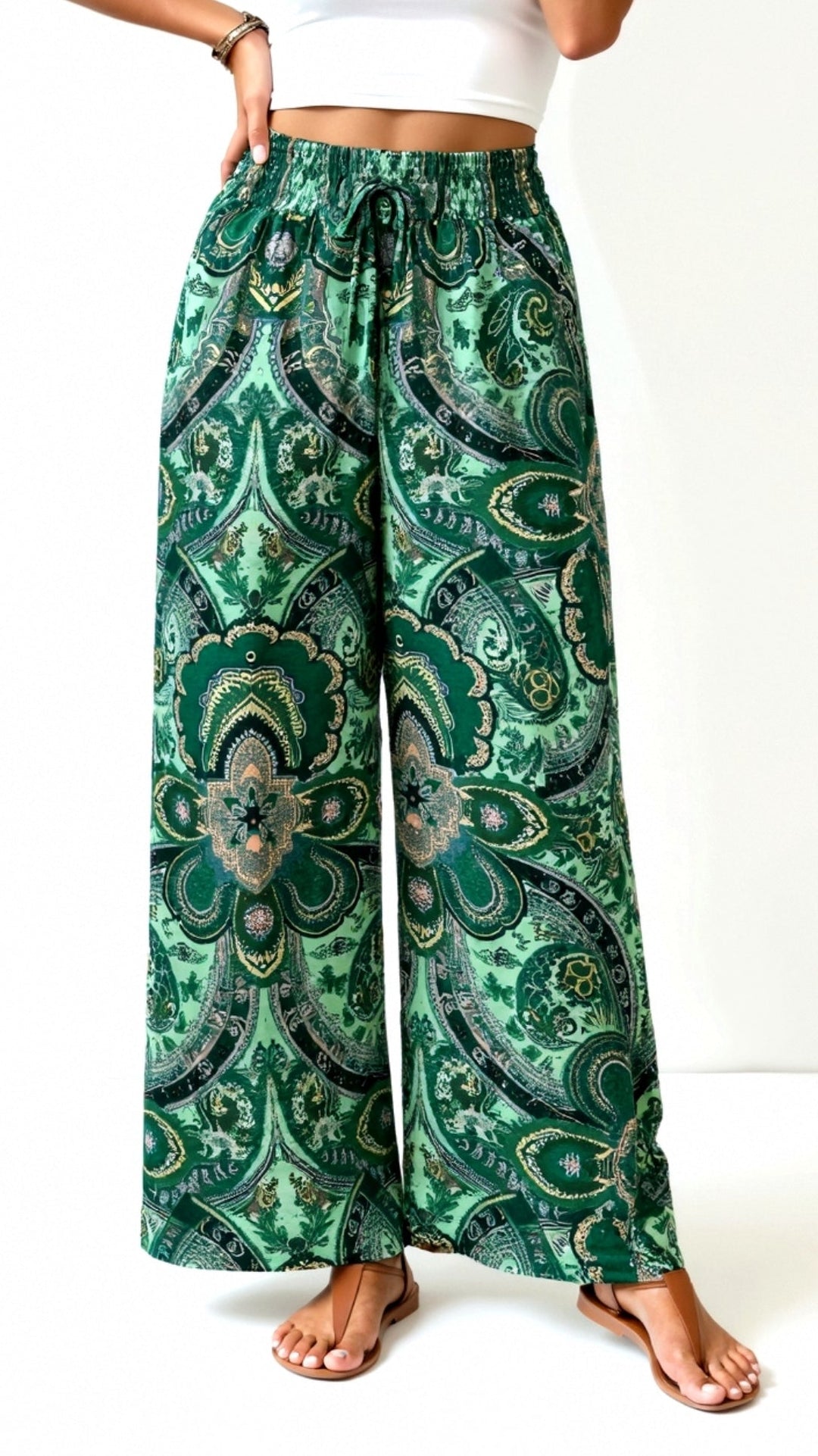 Pantalon large imprimé | Confort bohème pour journées ensoleillées