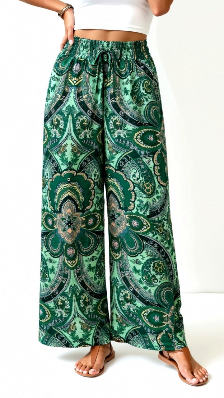 Pantalon large imprimé | Confort bohème pour journées ensoleillées