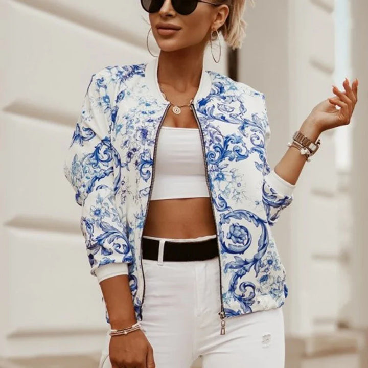 Veste zippée chic | Détails imprimés élégants
