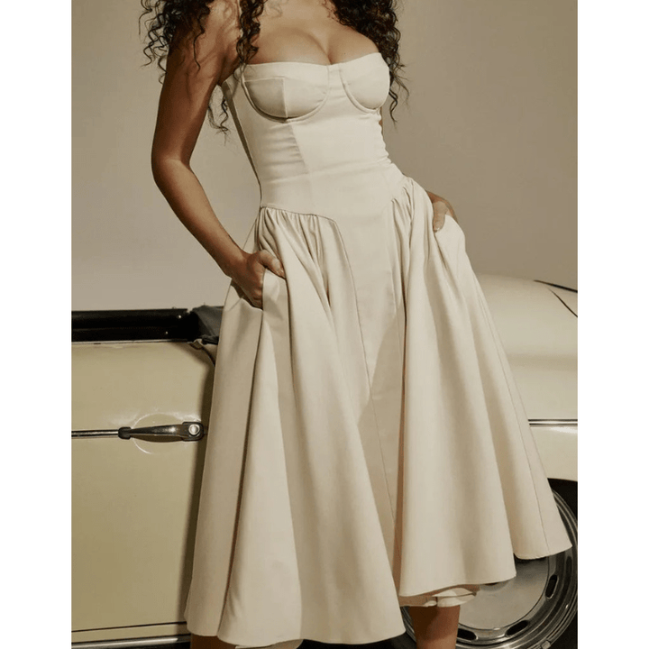 Robe bustier évasée | Élégance rétro pour événements chics