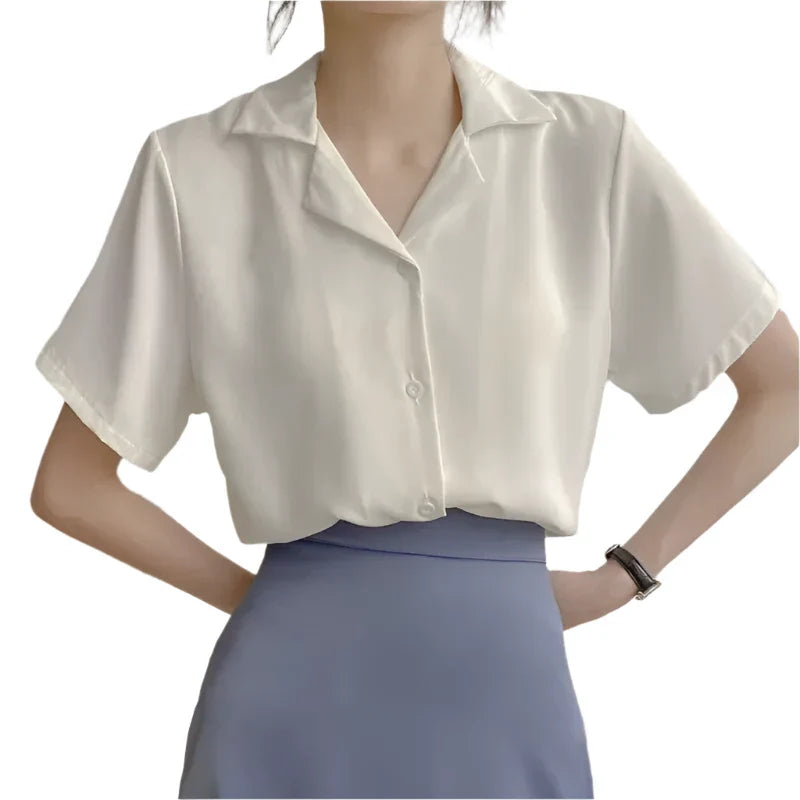 Chemise col V rétro chic | Élégance décontractée au quotidien
