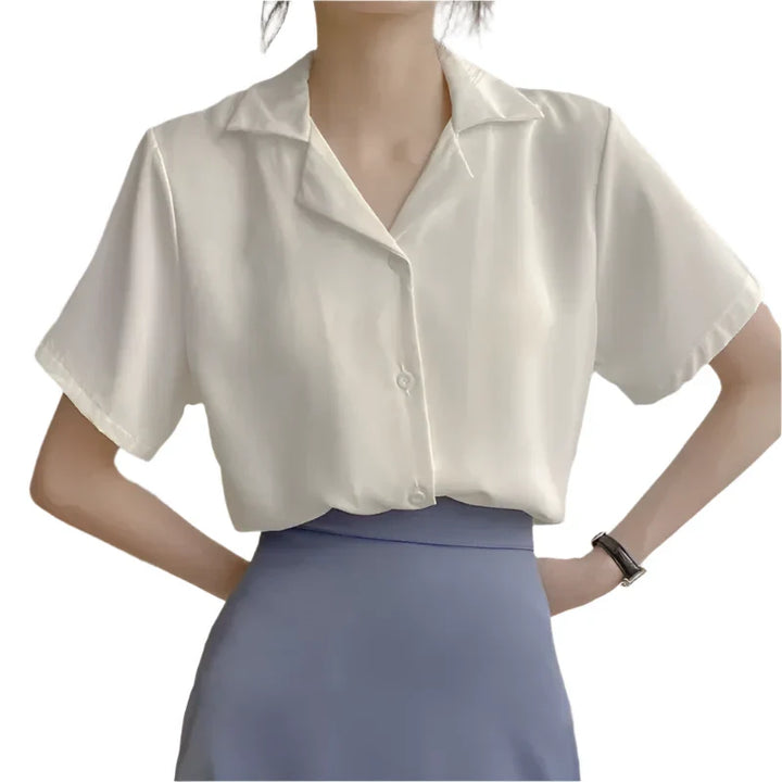 Chemise col V rétro chic | Élégance décontractée au quotidien