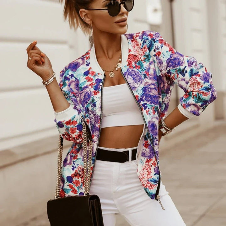 Veste zippée chic | Détails imprimés élégants