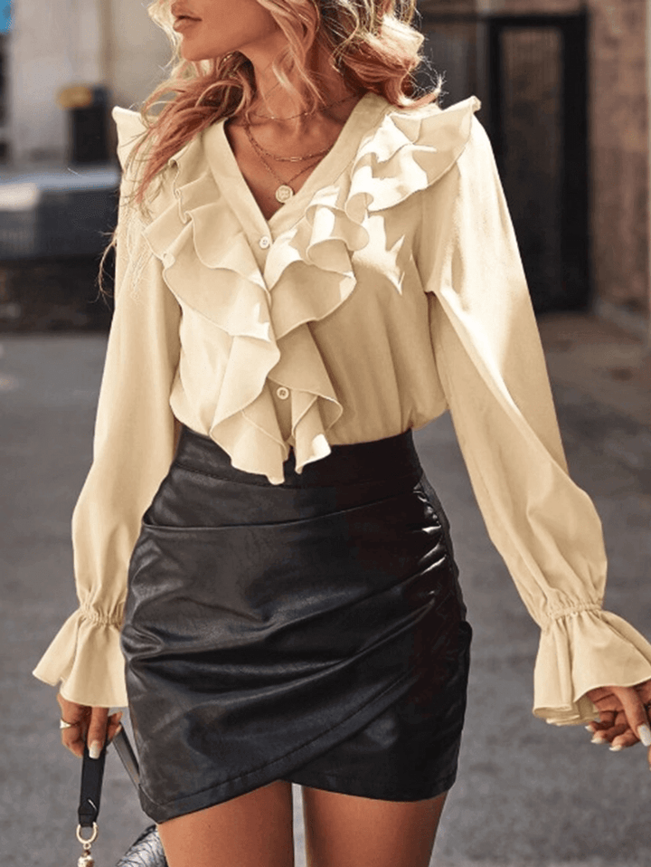 Blouse à volants boutonnée | Élégance audacieuse