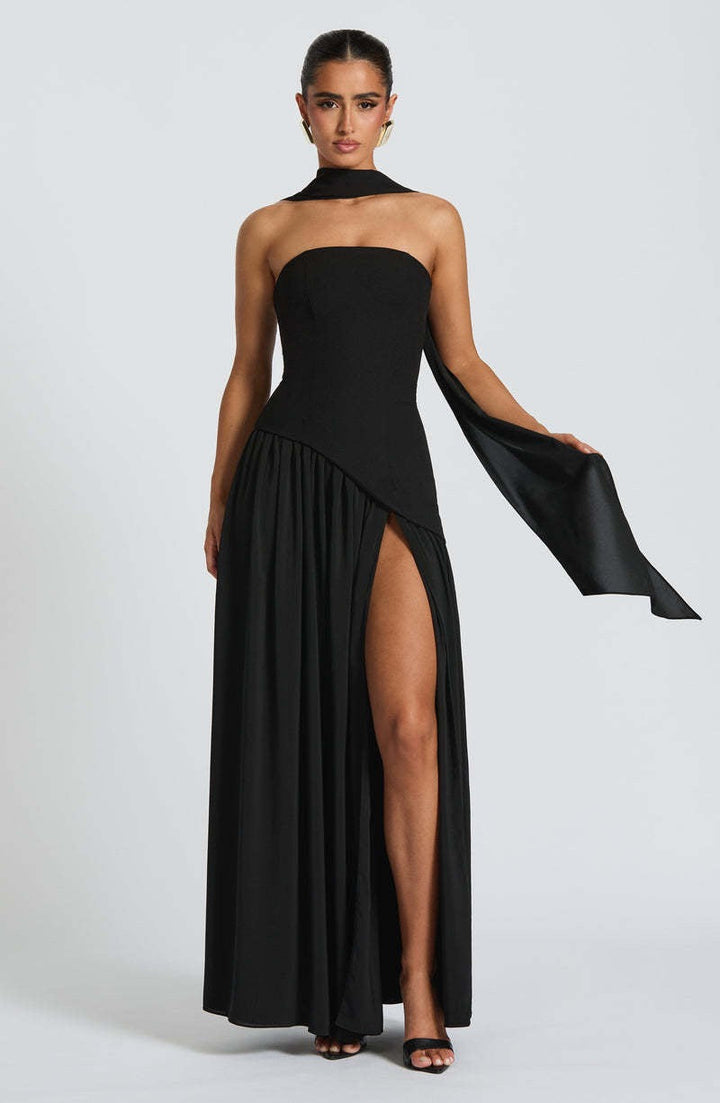 Robe longue élégante femme | Maxi fendue pour soirée