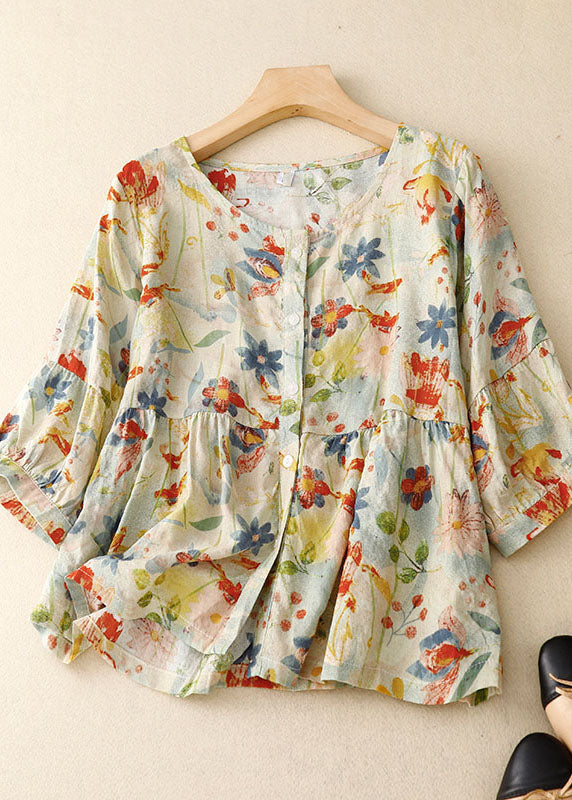 Blouse fleurie ample | Charme artistique et coupe décontractée