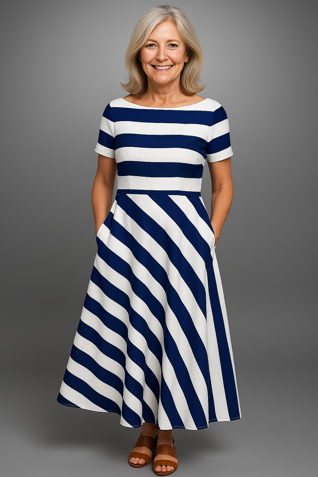 Robe longue à rayures élégantes | Style rayé fait main