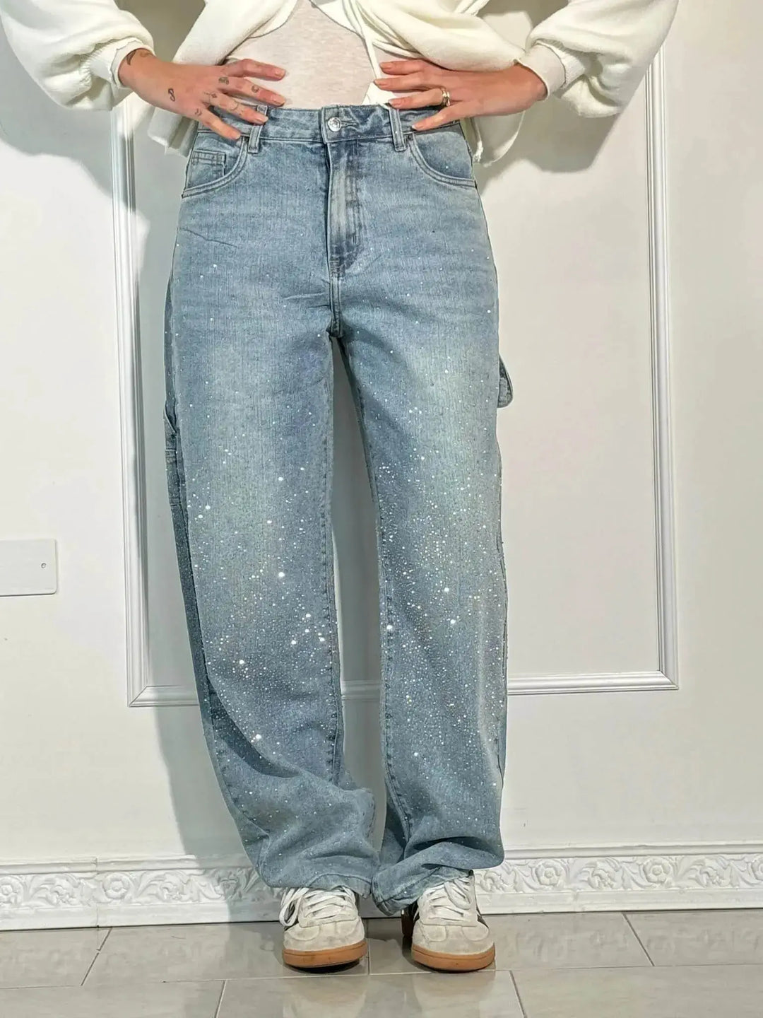 Jean à strass | Brillance pour un look décontracté