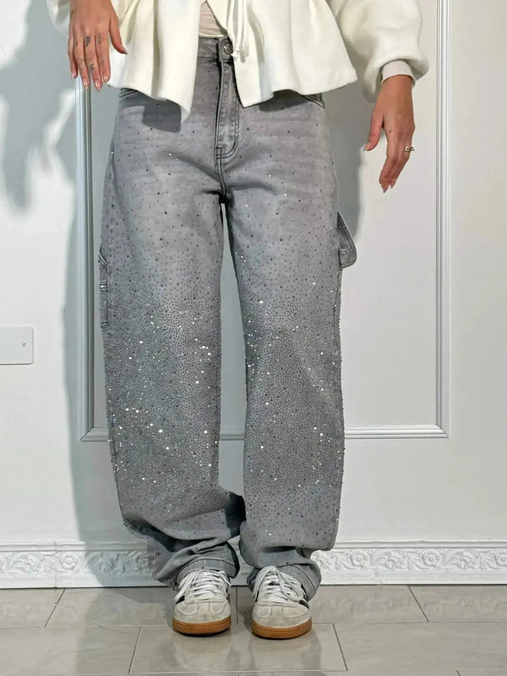 Jean à strass | Brillance pour un look décontracté
