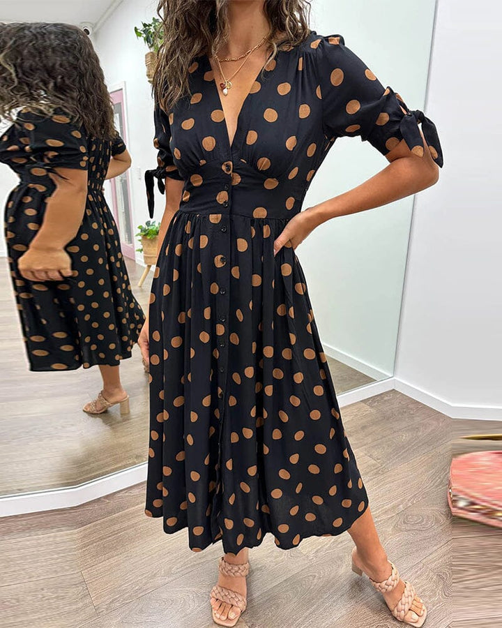 Robe midi à pois | Élégance vintage pour tous les jours