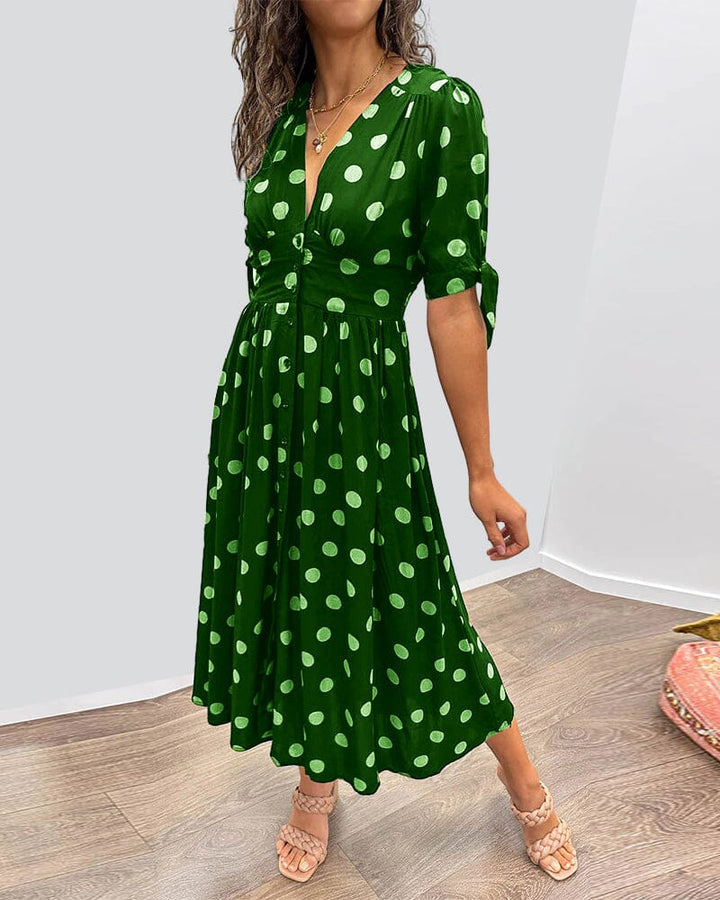 Robe midi à pois | Élégance vintage pour tous les jours