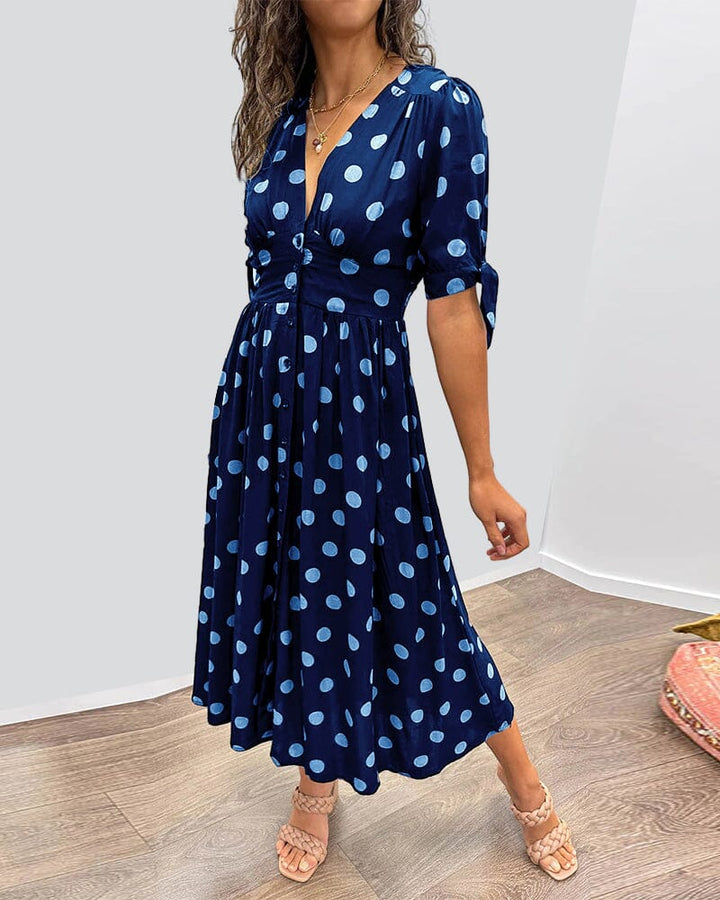 Robe midi à pois | Élégance vintage pour tous les jours