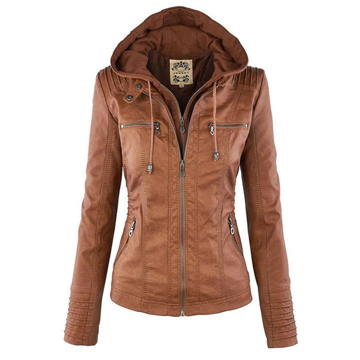Veste en cuir femme | Style motard avec capuche