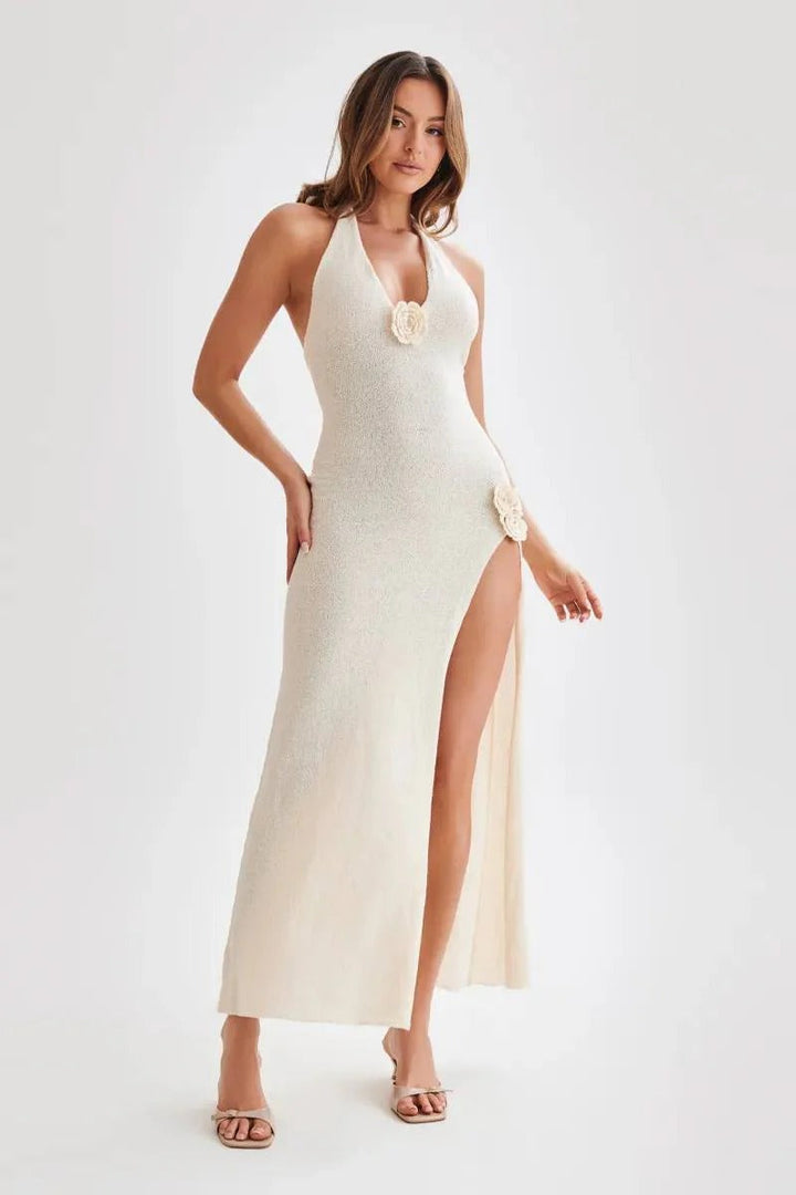 Robe longue fendue ornée | Élégance d'été
