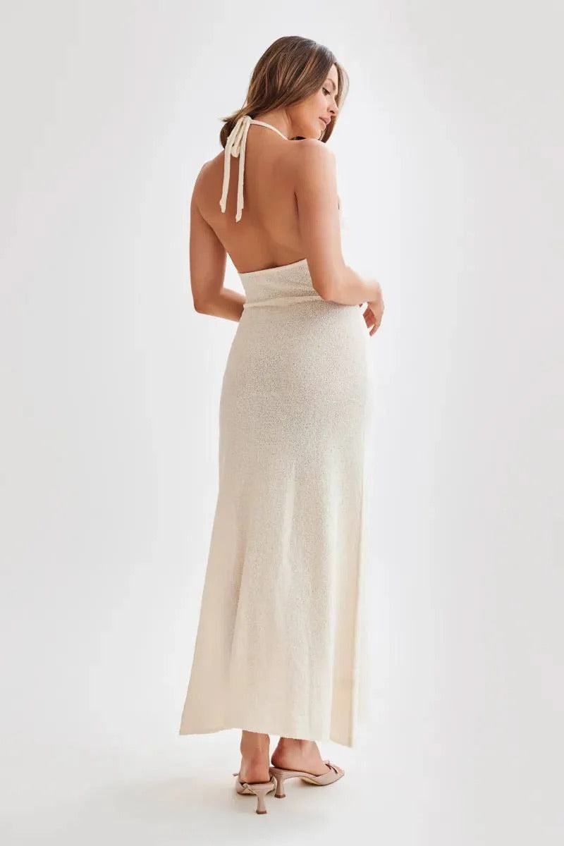 Robe longue fendue ornée | Élégance d'été