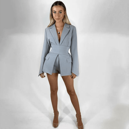 Blazer court ceinturé | Élégance minimaliste pour les occasions chics
